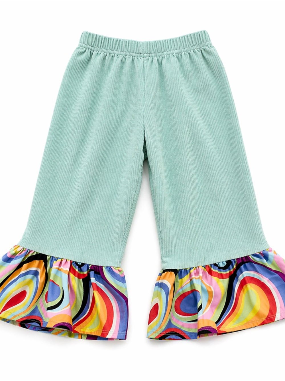 Corduroy pants with Colorful Ruffle Hem Pants